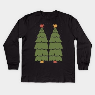 Smiling Christmas Trees Kids Long Sleeve T-Shirt